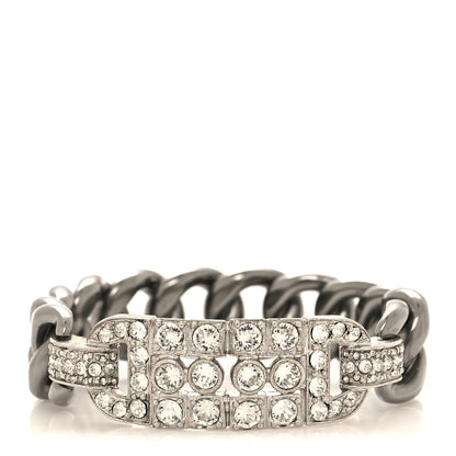 Chanel Crystal Chain Link CC Bracelet Ruthenium 1 of 5