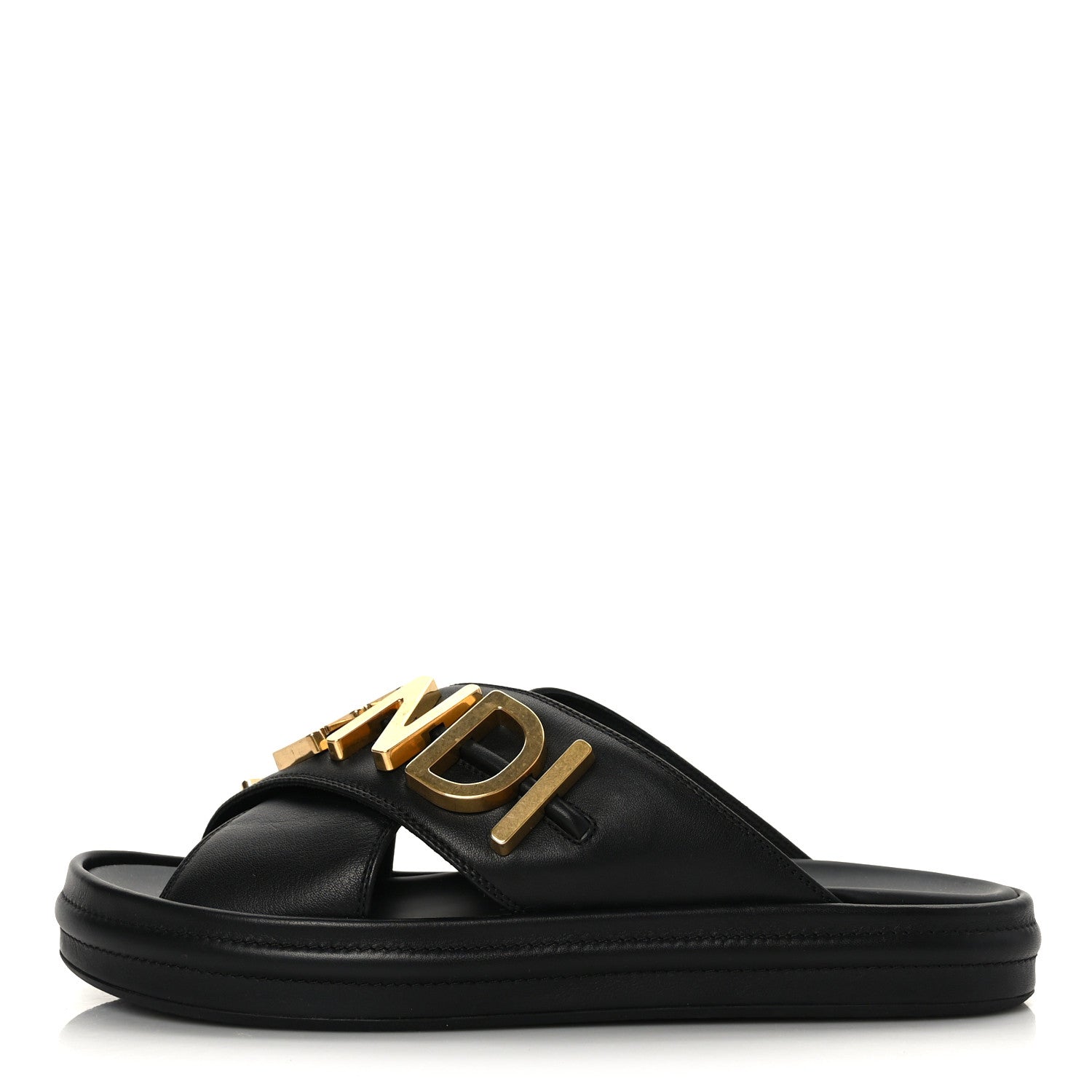 Fendi Vitello Womens Fendigraphy Slide Sandals 40 Black 1 of 8