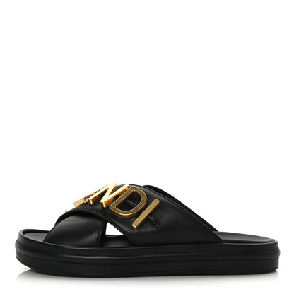 Fendi Vitello Womens Fendigraphy Slide Sandals 40 Black 1 of 8