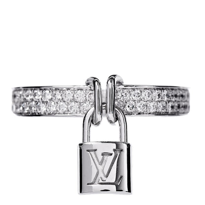 Louis Vuitton 18K White Gold Diamond Lockit Ring 51 5.75 1 of 6