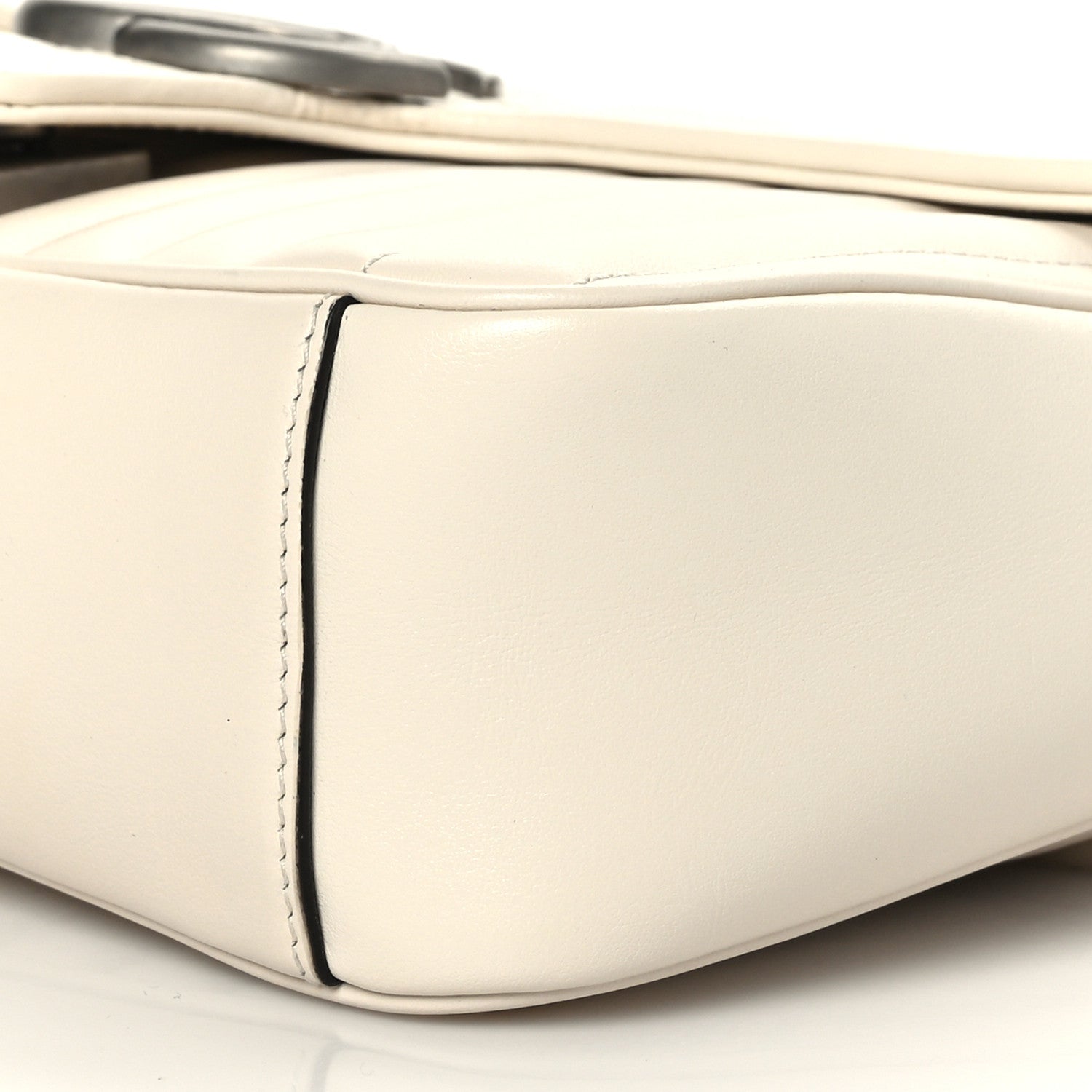 Gucci Calfskin Matelasse Aria Small GG Marmont Shoulder Bag Mystic White 9 of 9