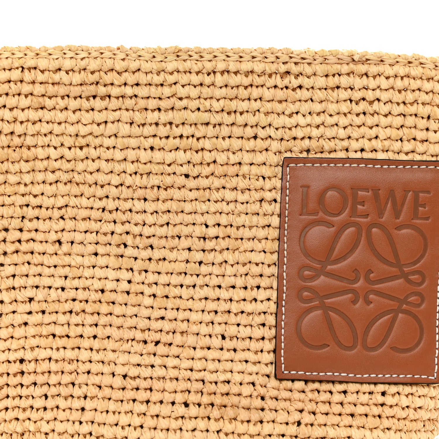 Loewe Calfskin Raffia Paulas Ibiza Pochette Bag Natural Tan 8 of 12