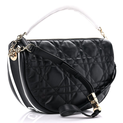 Christian Dior Lambskin Cannage Medium Dior Vibe Hobo Bag Black 3 of 8