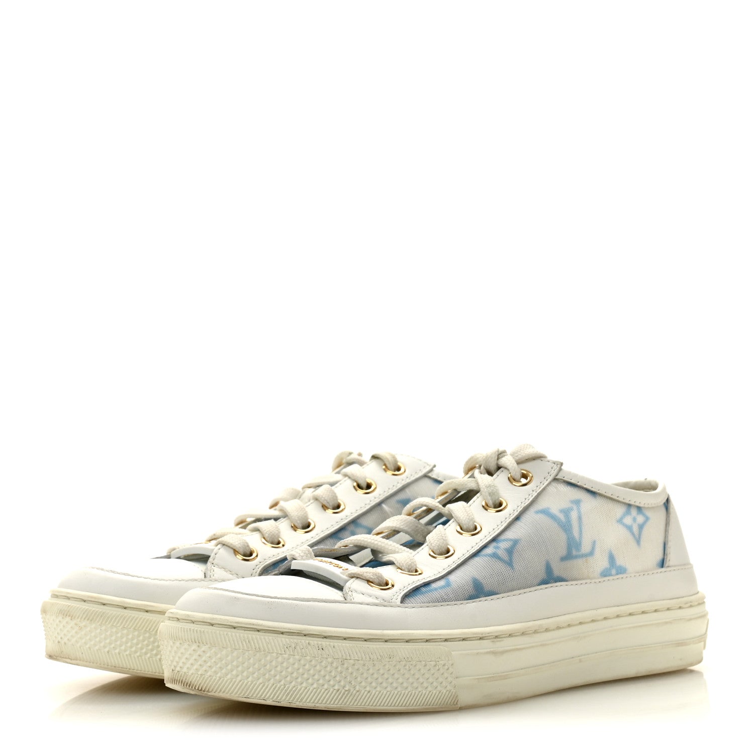 Louis Vuitton Technical Fabric Calfskin Monogram Stellar Sneakers 35  Blue 4 of 12