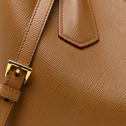 Prada Saffiano Cuir Large Double Bag Caramel Fuoco 7 of 19