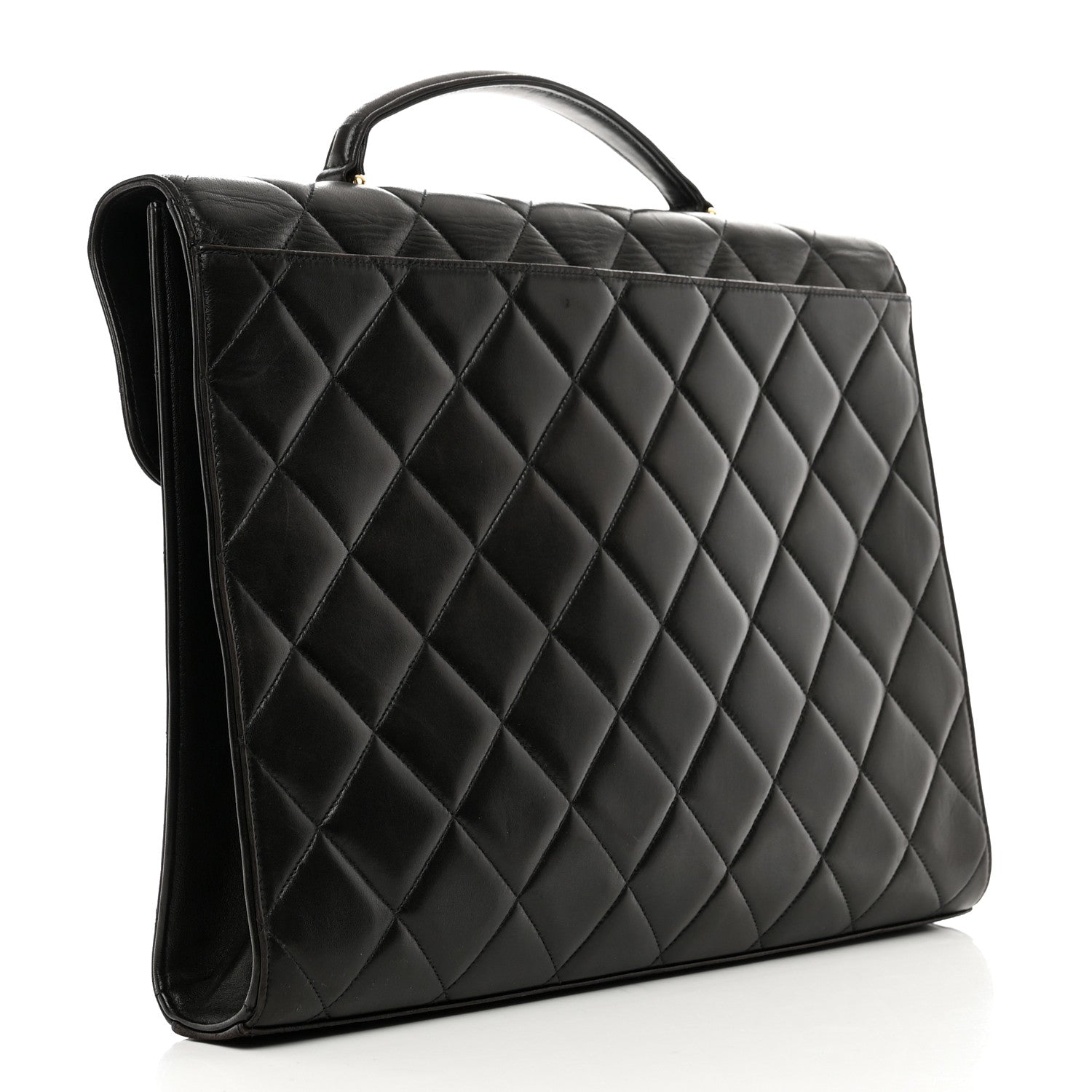 Chanel Lambskin Quilted Briefcase Laptop Bag Black 3 of 11