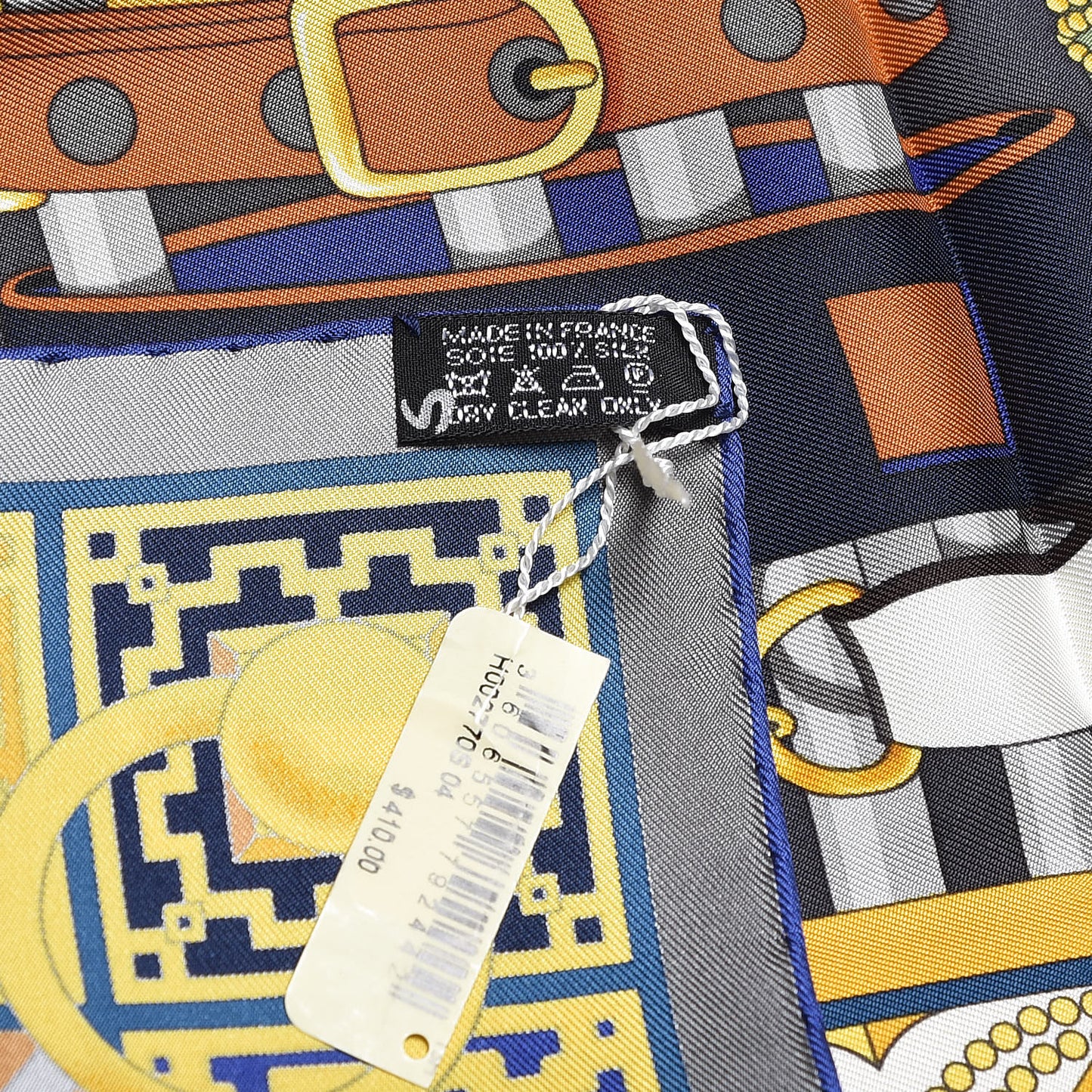 Silk Colliers de Chiens Scarf 90 Anthracite Bleu Nuit Or