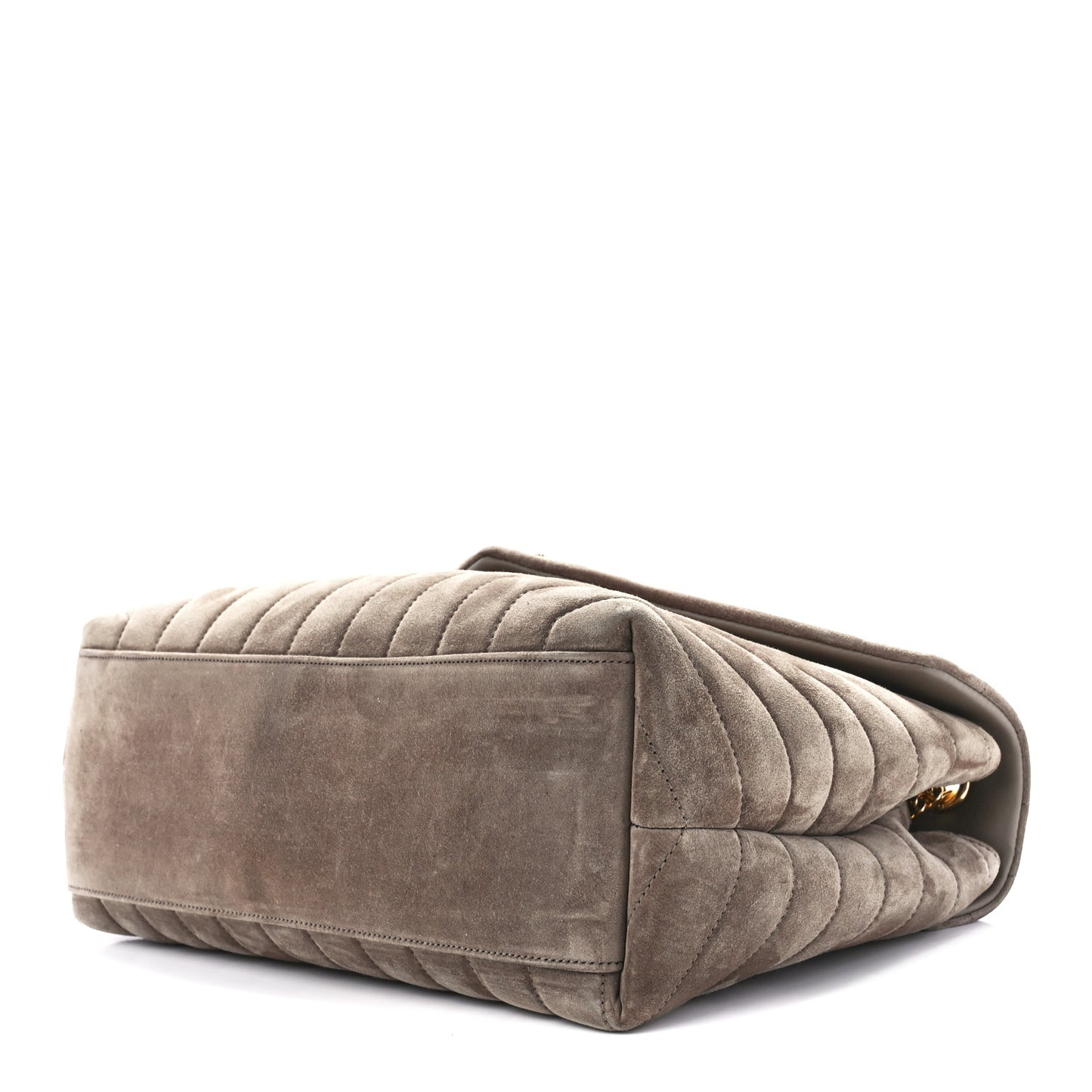 Suede Y Quilted Monogram Medium Loulou Chain Satchel Taupe