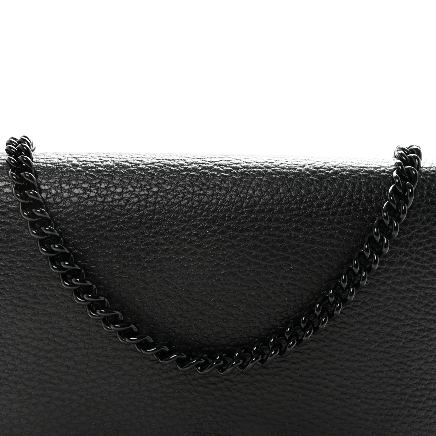 Dollar Calfskin Enamel Monochrome Mini GG Marmont Chain Wallet Black