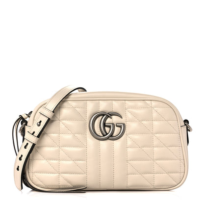 Gucci Calfskin Matelasse Aria Small GG Marmont Chain Shoulder Bag Mystic White 1 of 12