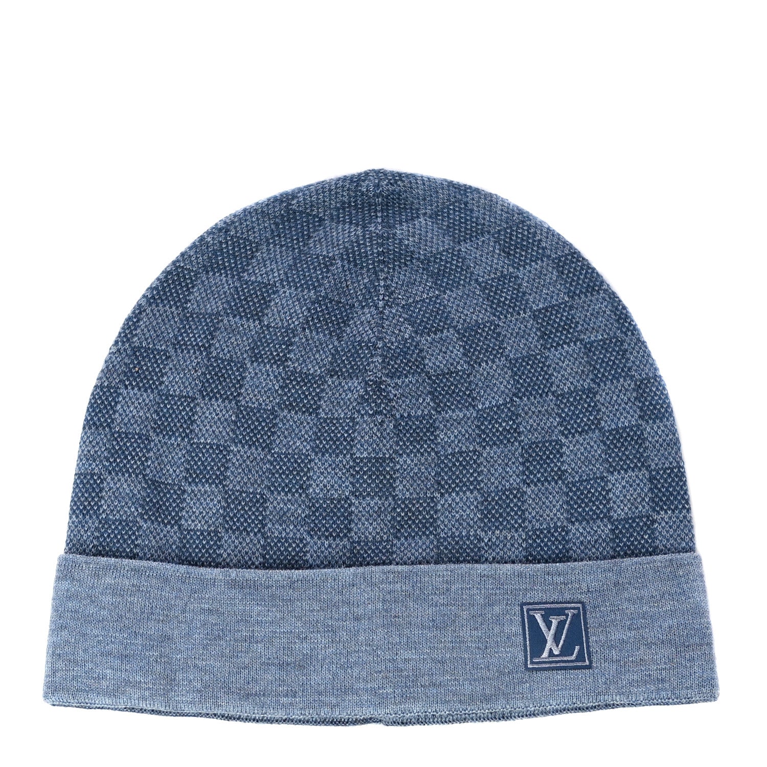 Louis Vuitton Wool Petit Damier Hat NM Light Blie 1 of 9