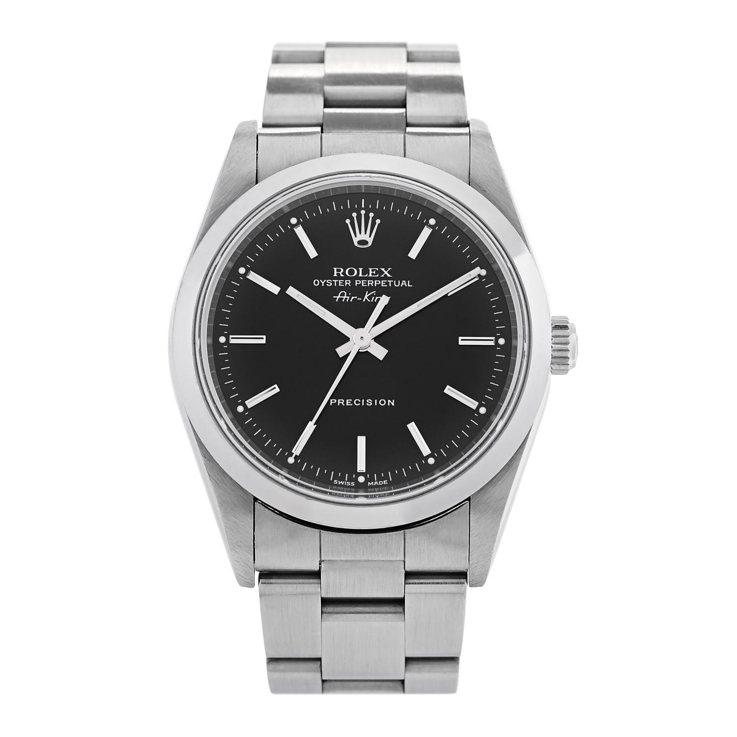 Stainless Steel 34mm Air-King Oyster Perpetual Precision Watch Black 14000
