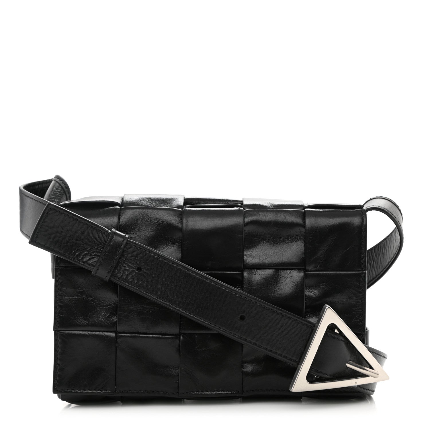 Bottega Veneta Paper Calfskin Maxi Intreccio Cassette Crossbody Bag Black 1 of 9