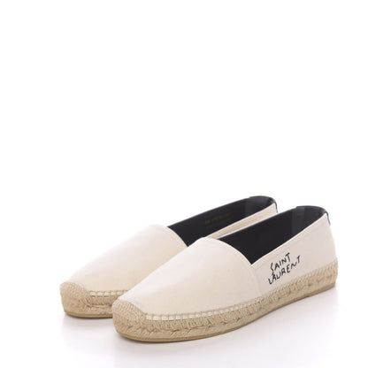 Saint Laurent Canvas Nappa Elba Light Logo Embroidered Espadrilles 38.5 Panna 3 of 10