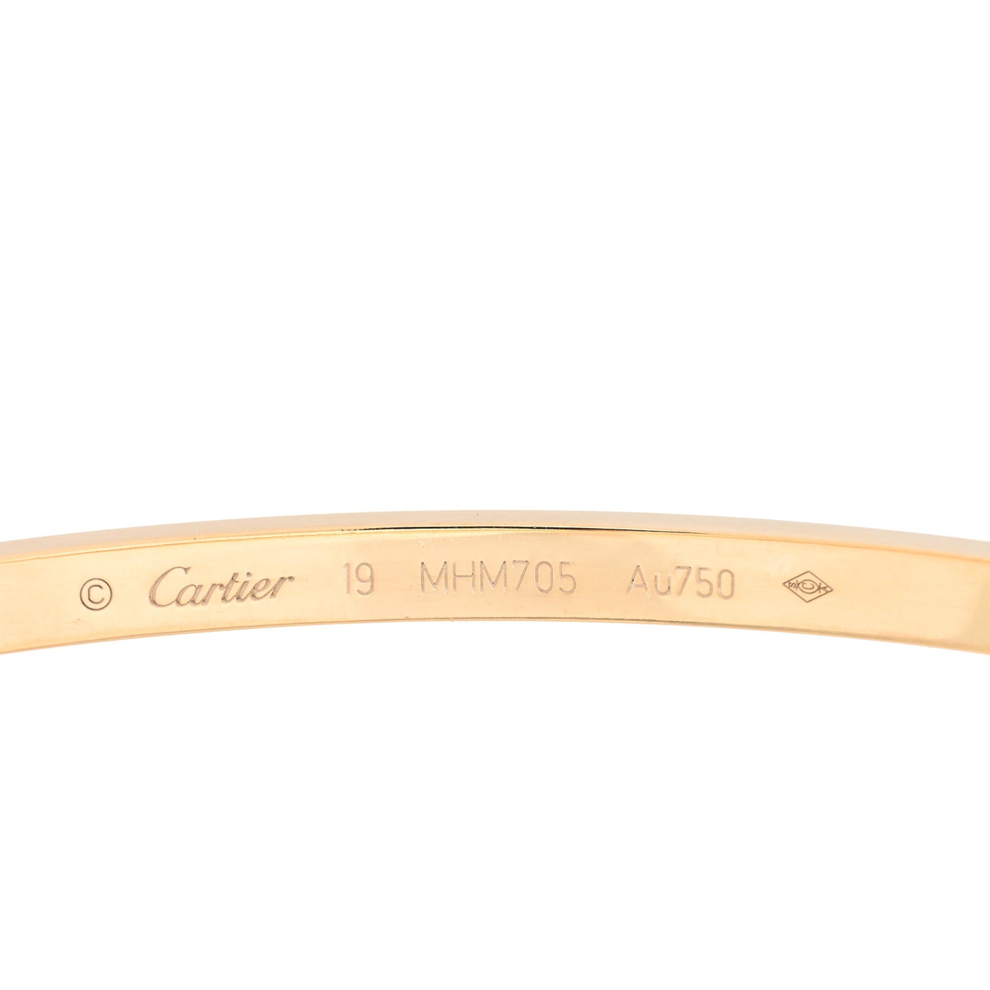 18K Yellow Gold 6 Diamond Small LOVE Bracelet 19