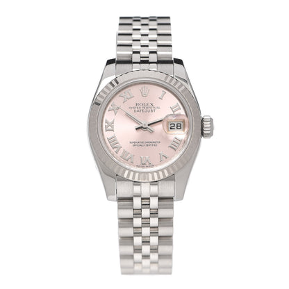 Rolex Stainless Steel 18K White Gold 26mm Oyster Perpetual Datejust Watch Pink Roman 179174 1 of 5