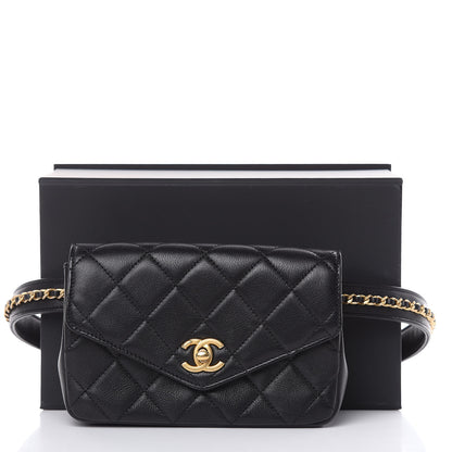 Chanel Calfskin Quilted Flap Waist Bag Black 14 of 14