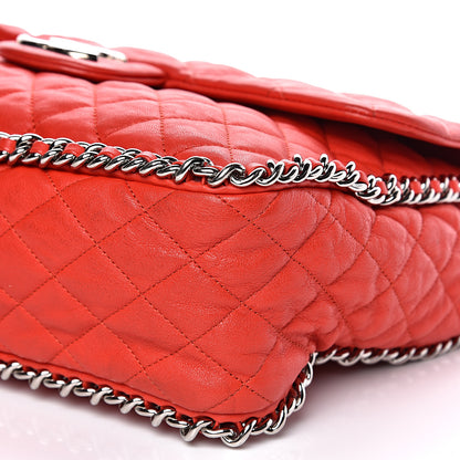Chanel Washed Lambskin Quilted Maxi Chain Around Flap Red 11 of 16