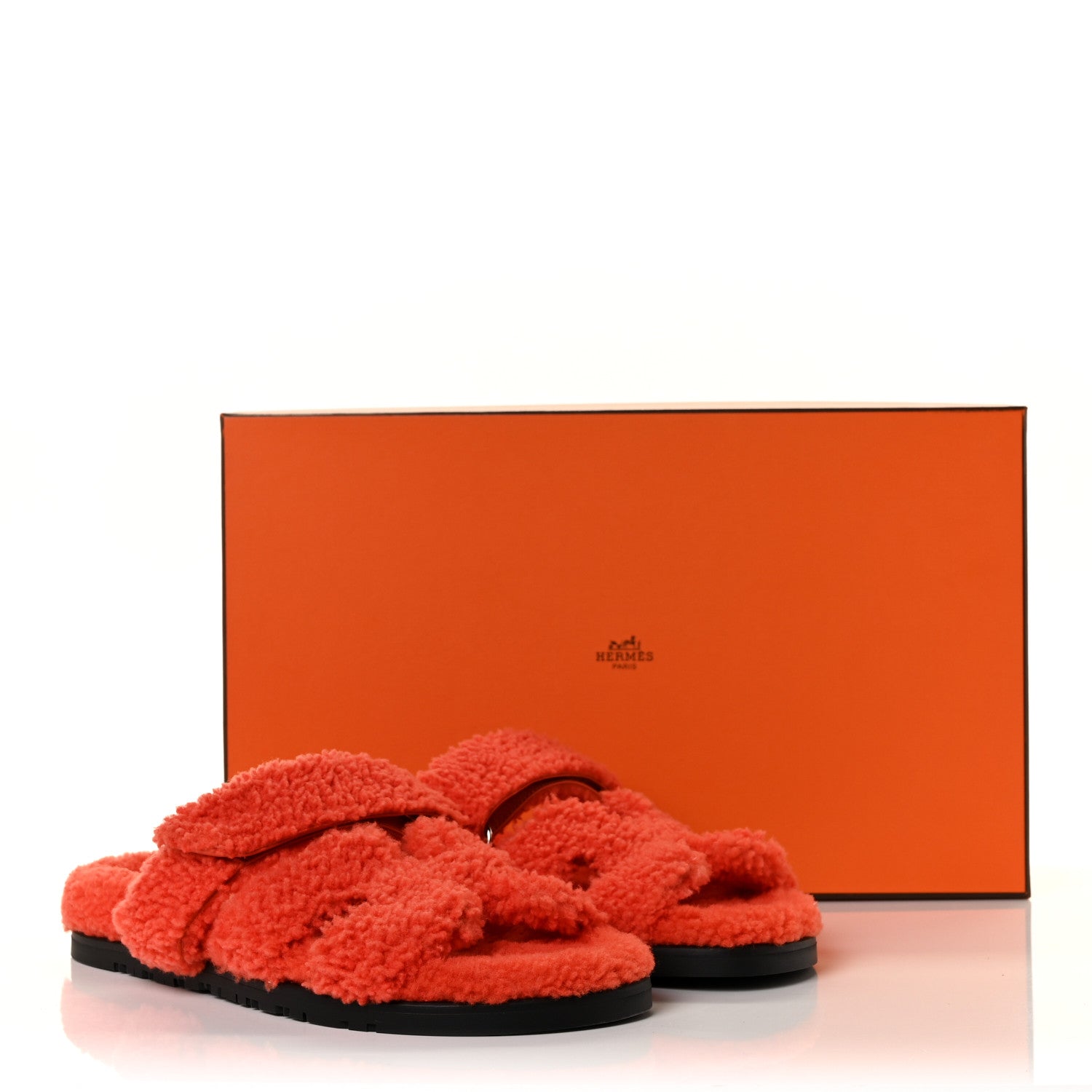 Hermes Woolskin Womens Chypre Sandals 38 Orange 8 of 8