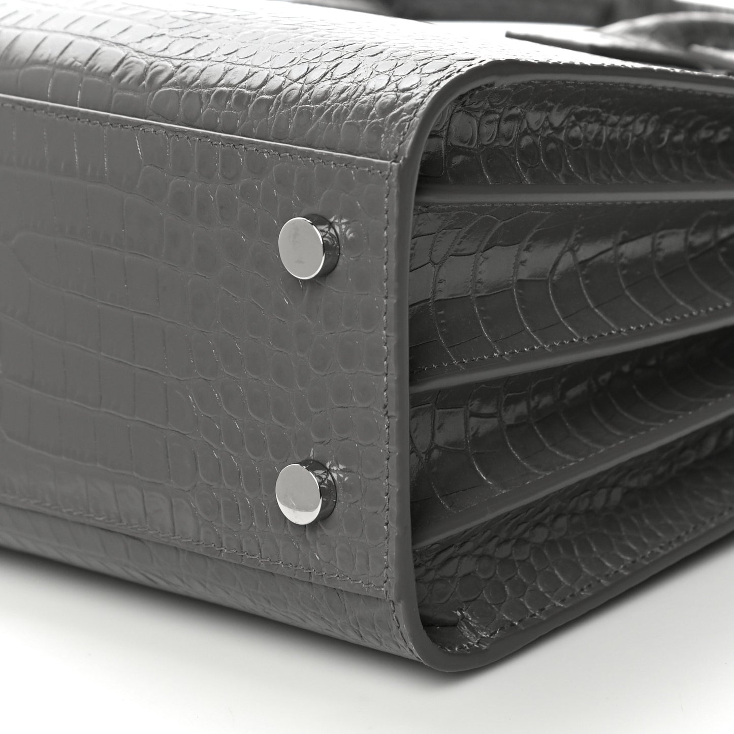 Calfskin Crocodile Embossed Baby Sac De Jour Fog