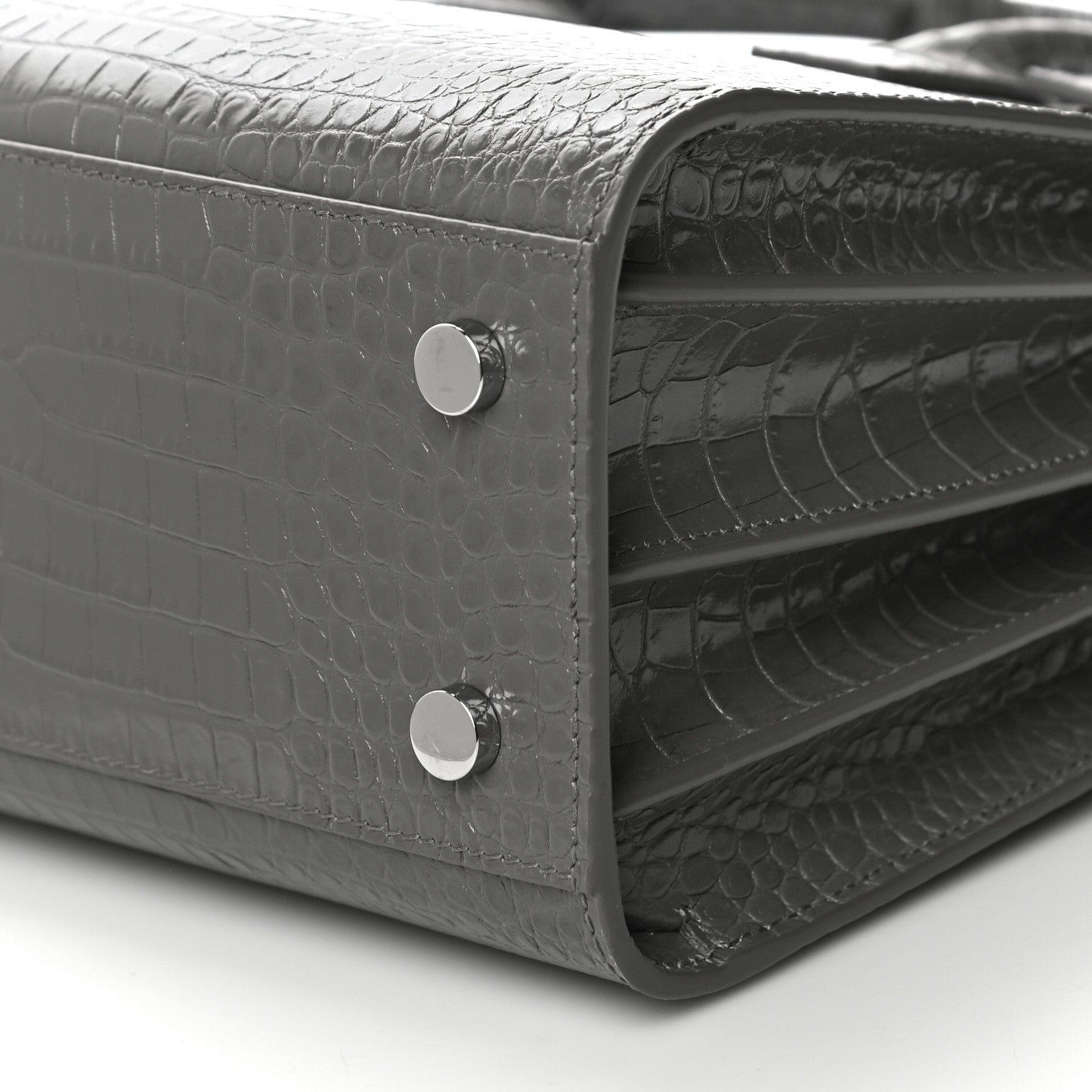 Saint Laurent Calfskin Crocodile Embossed Baby Sac De Jour Fog 8 of 8