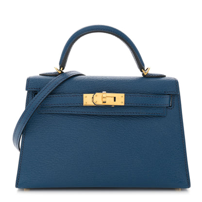 Hermes Chevre Mysore Mini Kelly Sellier 20 Bleu Saphir 1 of 14