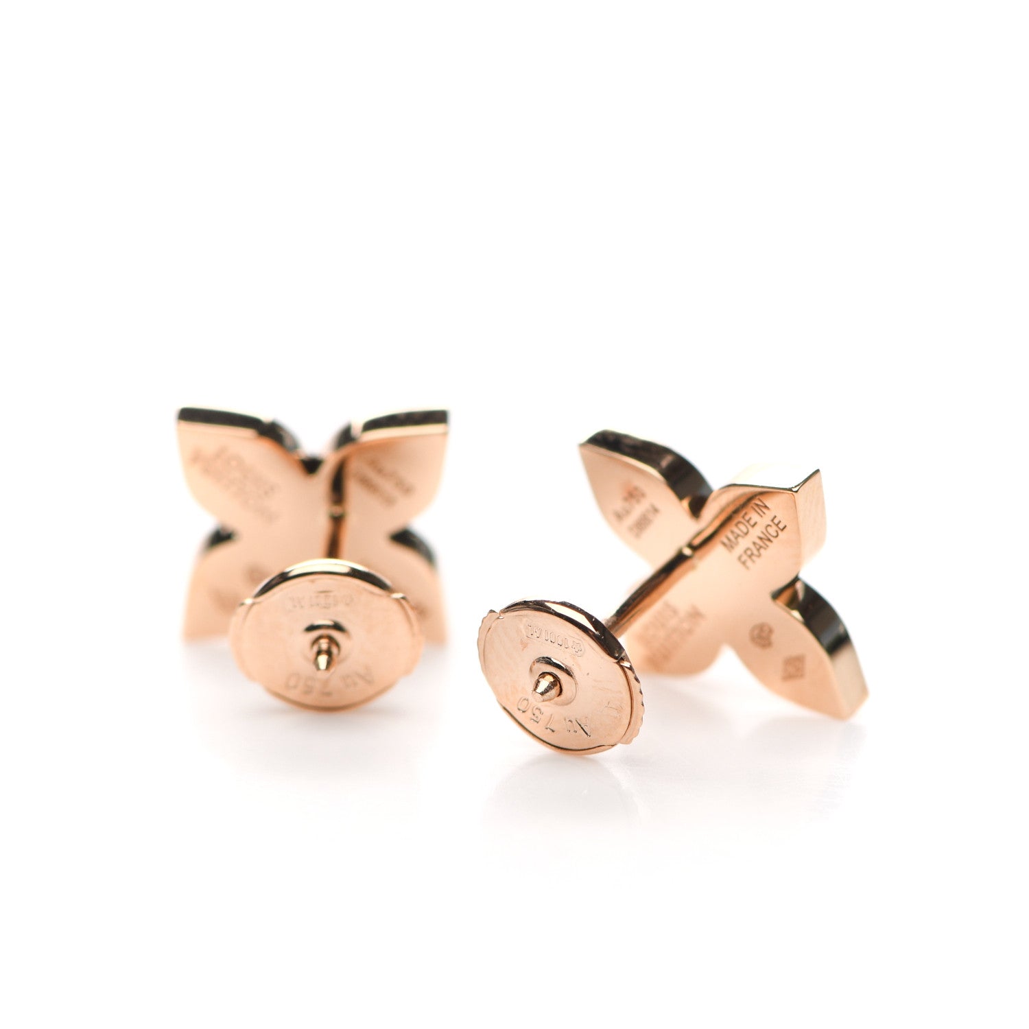 Louis Vuitton 18K Pink Gold Diamond Star Blossom Stud Earrings 3 of 5