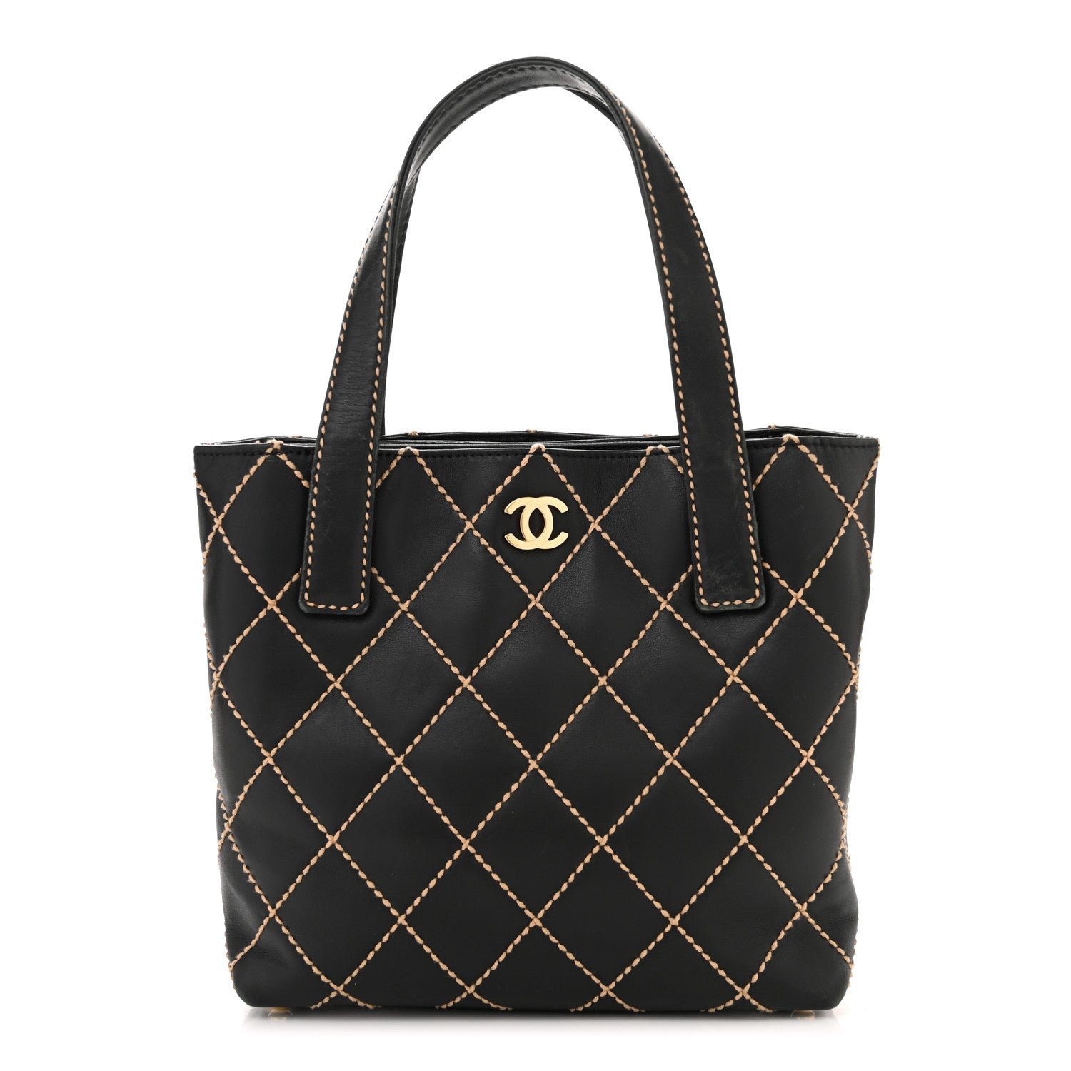 Chanel Calfskin Stitch Small Surpique Tote Black 1 of 12