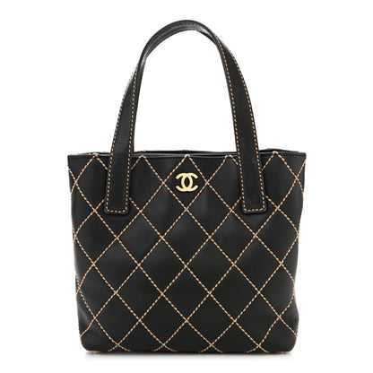 Chanel Calfskin Stitch Small Surpique Tote Black 1 of 12