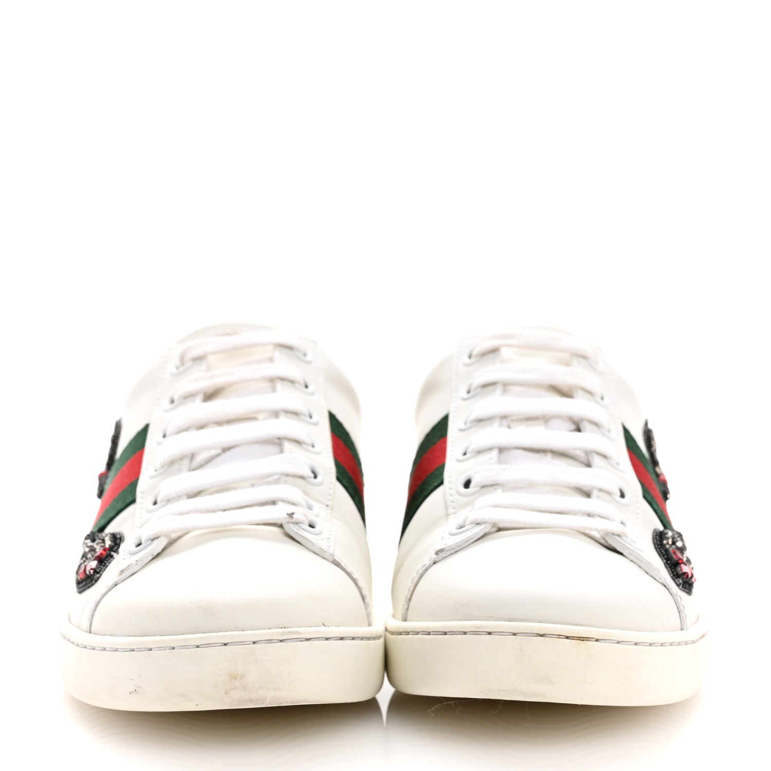 Gucci Calfskin Web Studded Womens Arrow Ace Sneakers 36.5 White 3 of 12