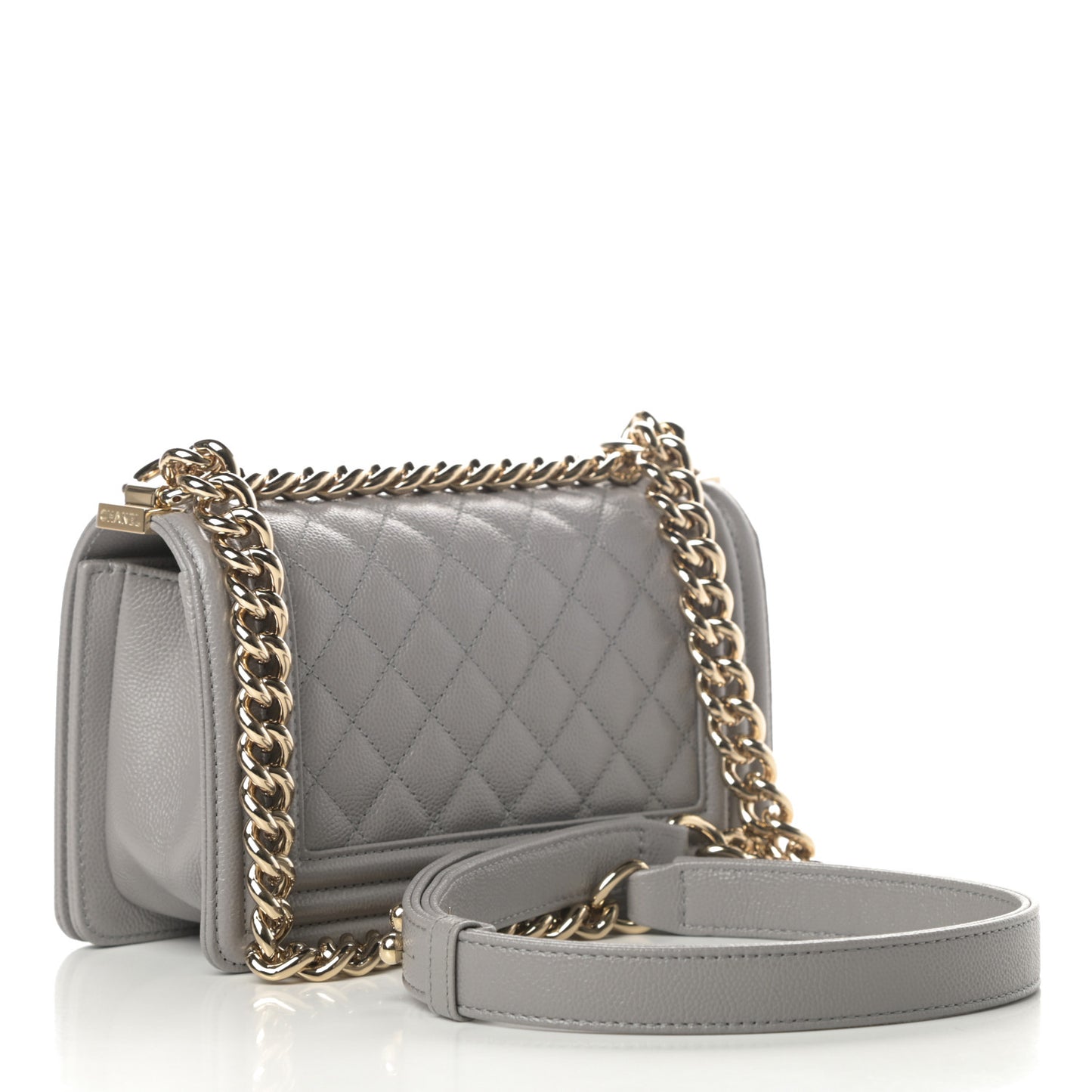 Caviar Quilted Small Boy Flap Grey
