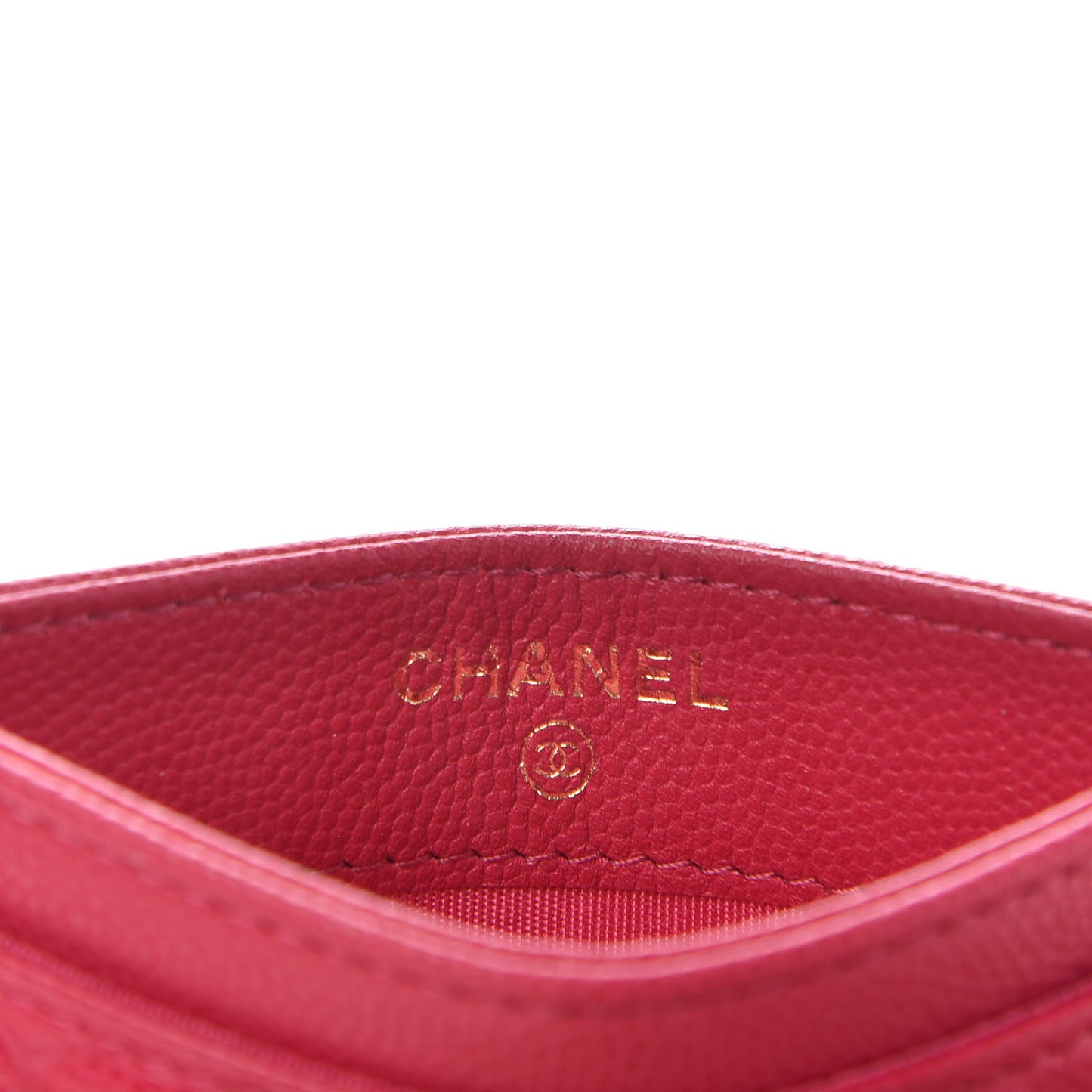 Caviar Camellia Embossed Card Holder Fuchsia