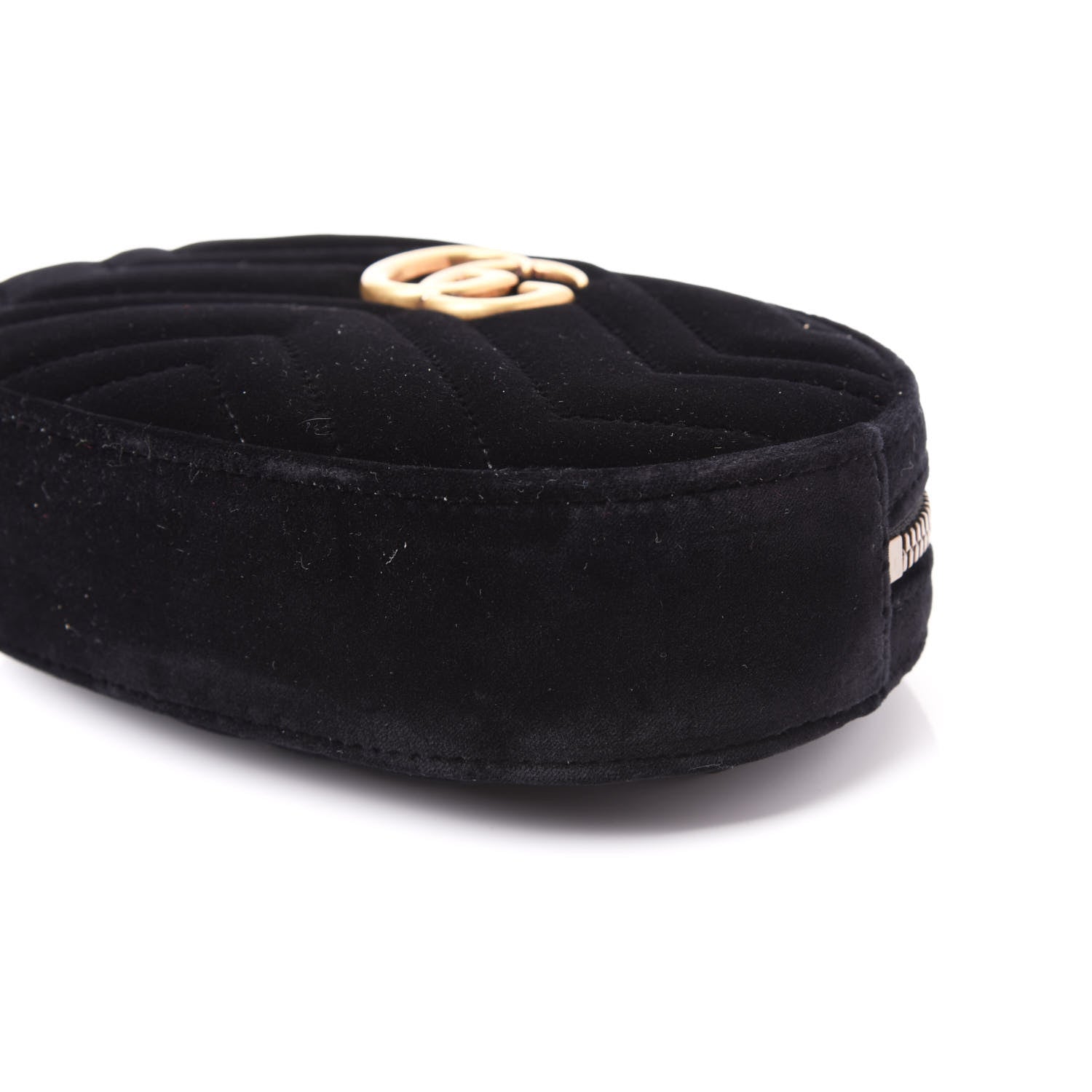 Gucci Velvet Matelasse GG Marmont Belt Bag 95 38 Black 6 of 9