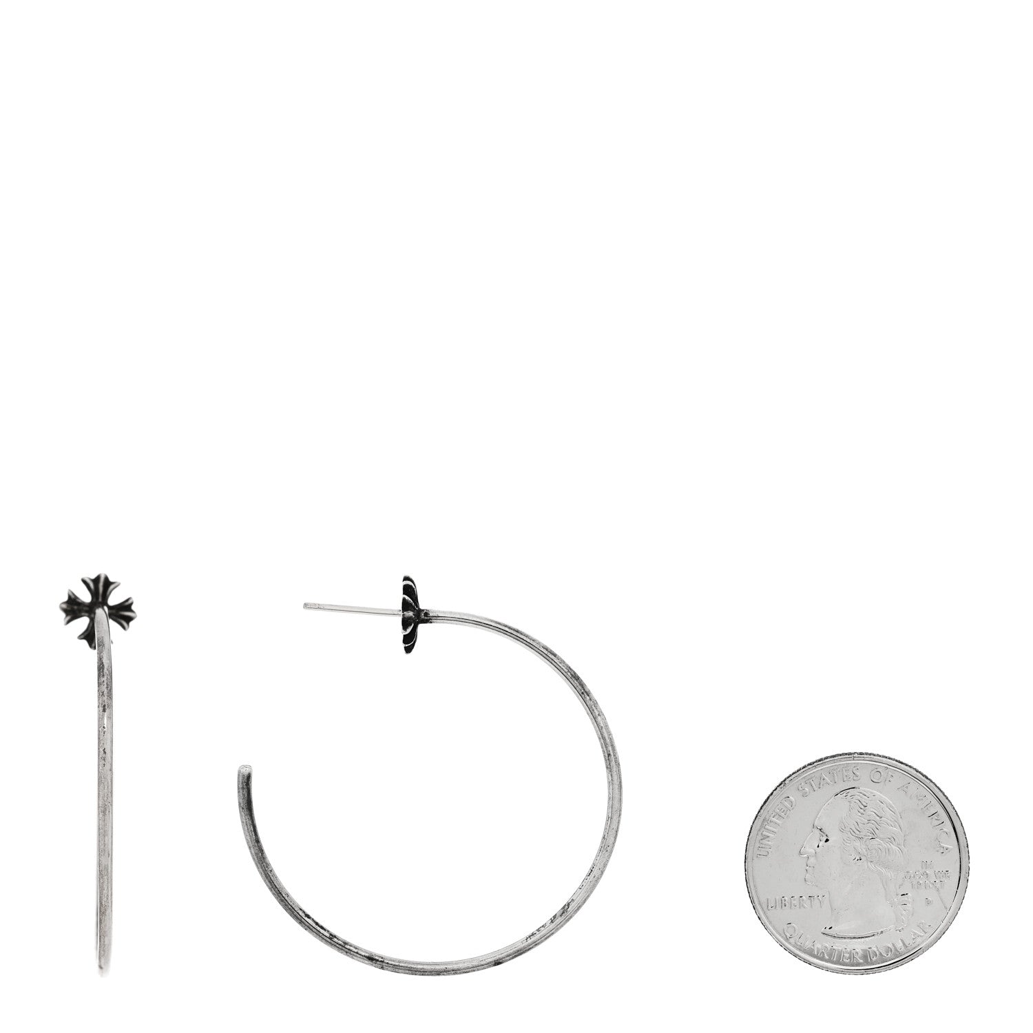 Chrome Hearts Sterling Silver Plus Cross Hoop Earrings 2 of 4