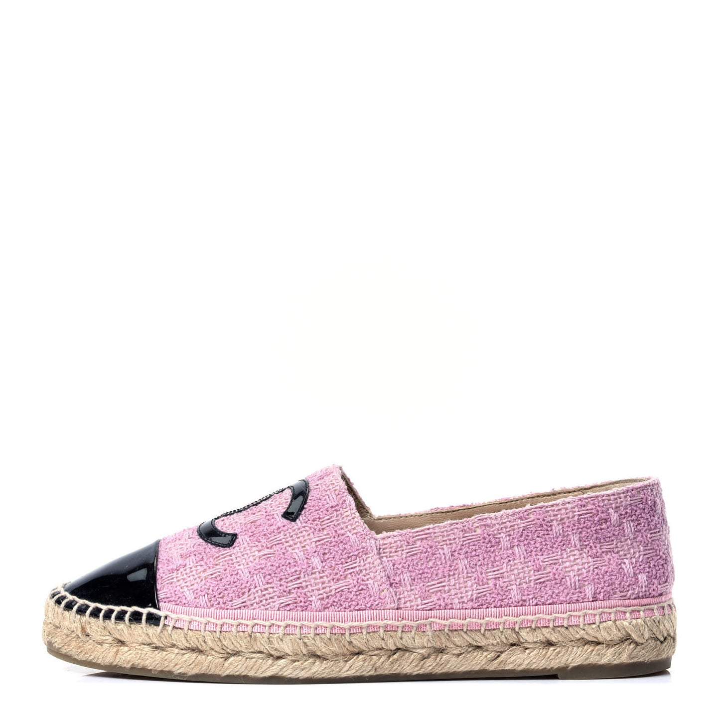 Tweed Patent CC Espadrilles 39 Pink Black