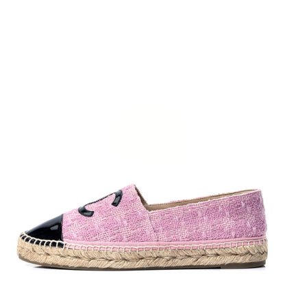 Chanel Tweed Patent CC Espadrilles 39 Pink Black 1 of 12