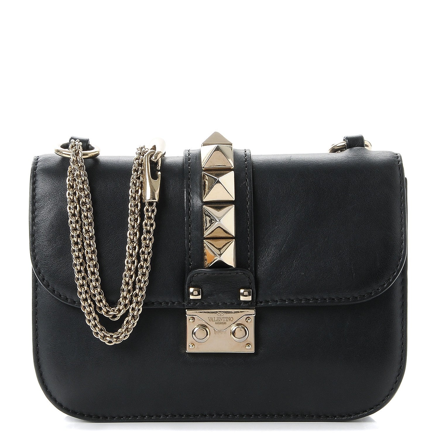 Valentino Garavani Vitello Small Glam Lock Rockstud Flap Black 1 of 9