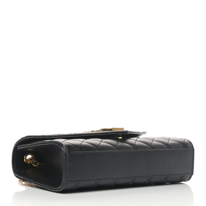 Saint Laurent Grain De Poudre Textured Mixed Matelasse Triquilt Small Monogram Satchel Black 3 of 4