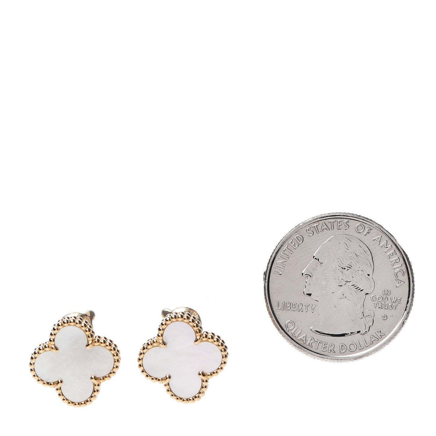 18K Yellow Gold Mother of Pearl Vintage Alhambra Earrings