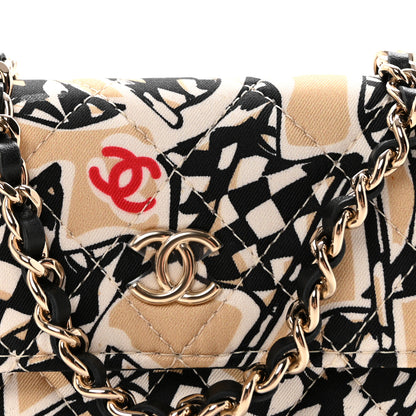 Chanel Canvas Check Flag Printed CC Clutch With Chain Beige Multicolor 8 of 11