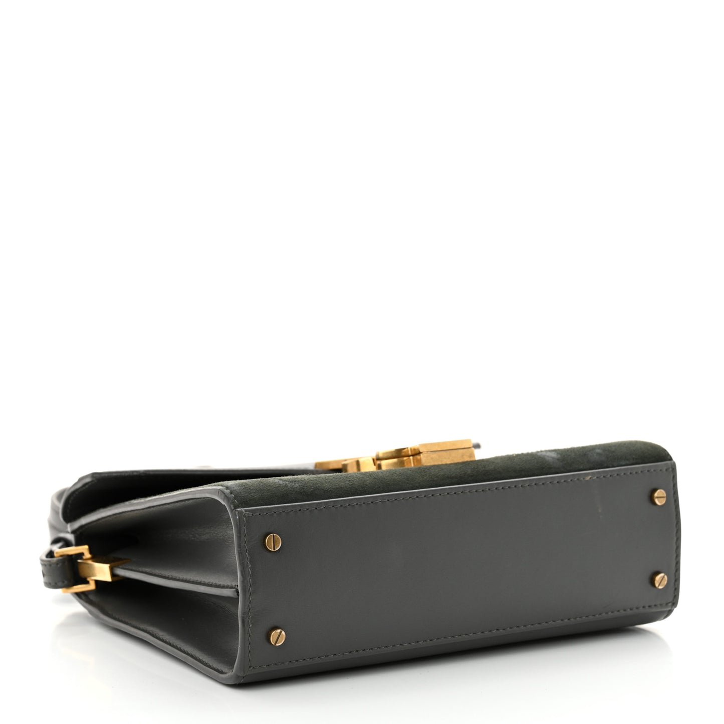 Kid Suede Smooth Calfskin Mini Classic Monogram Cassandra Top Handle Dark Smog