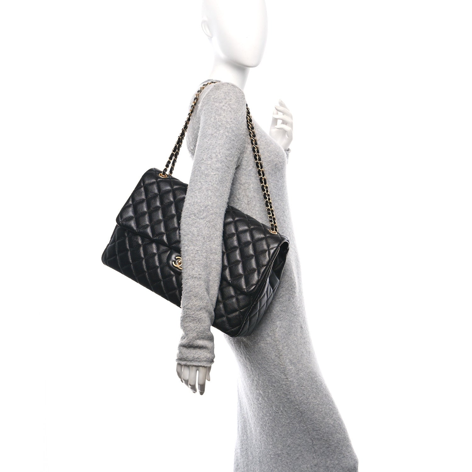 Chanel Grained Calfksin Quilted XXL Travel Flap Bag Black 2 of 10