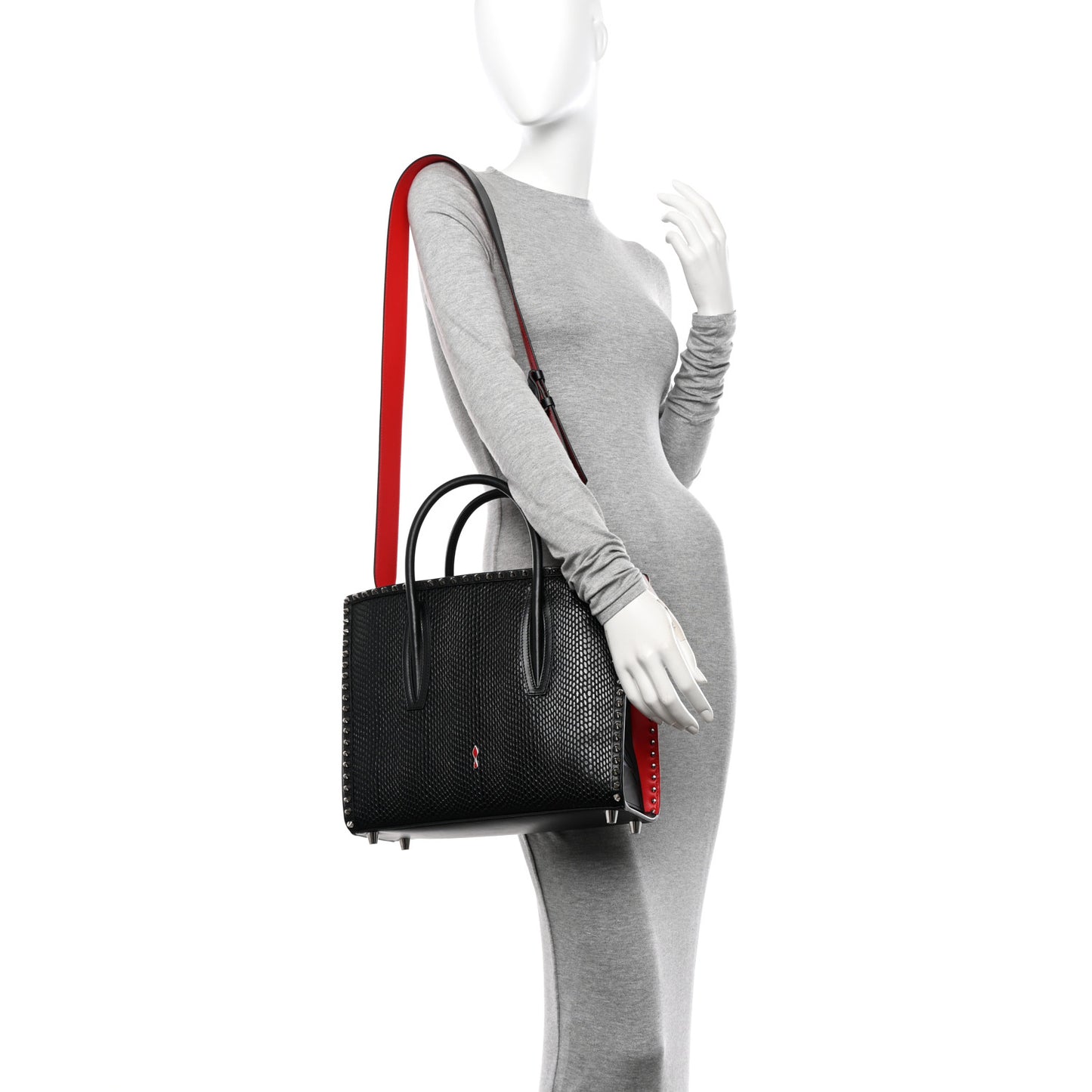 Jurassic Calfskin Patent Studded Medium Paloma Black