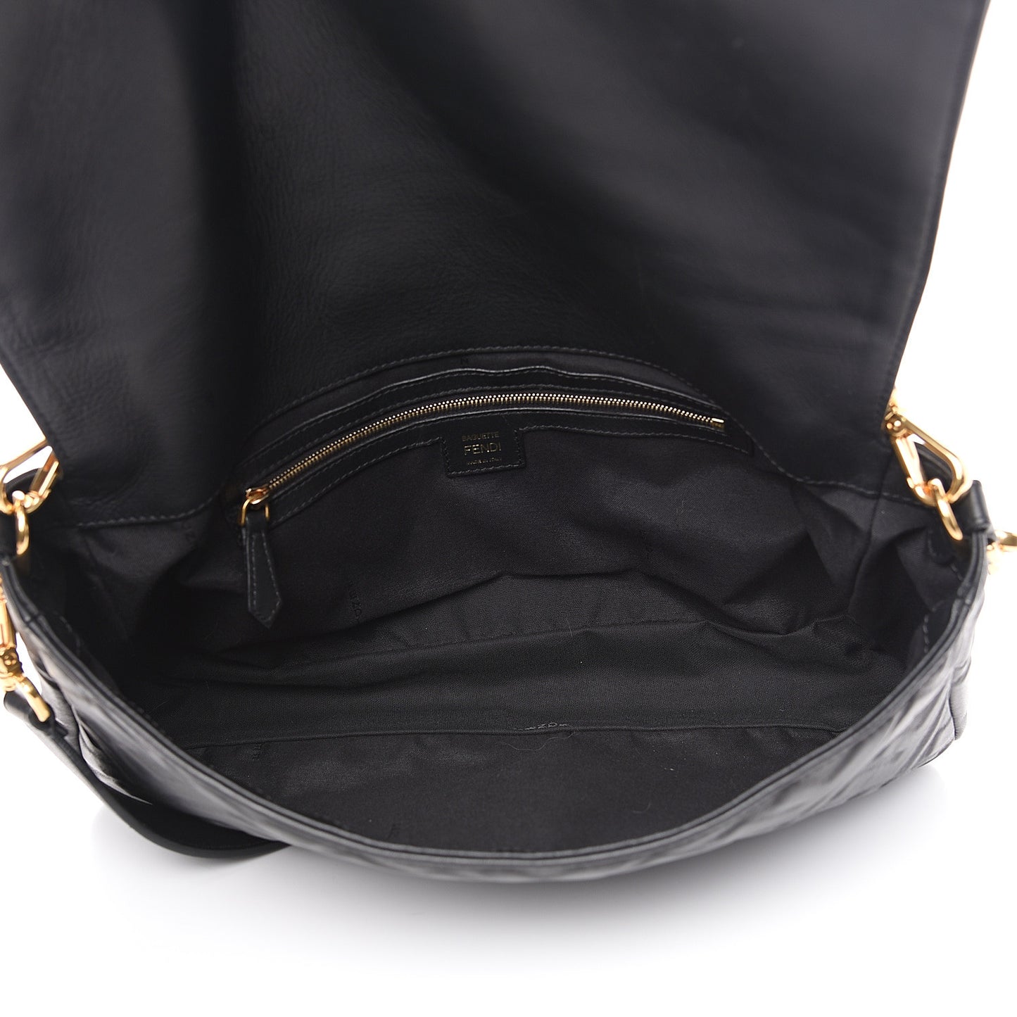 Nappa FF 1974 Embossed Large Baguette Black