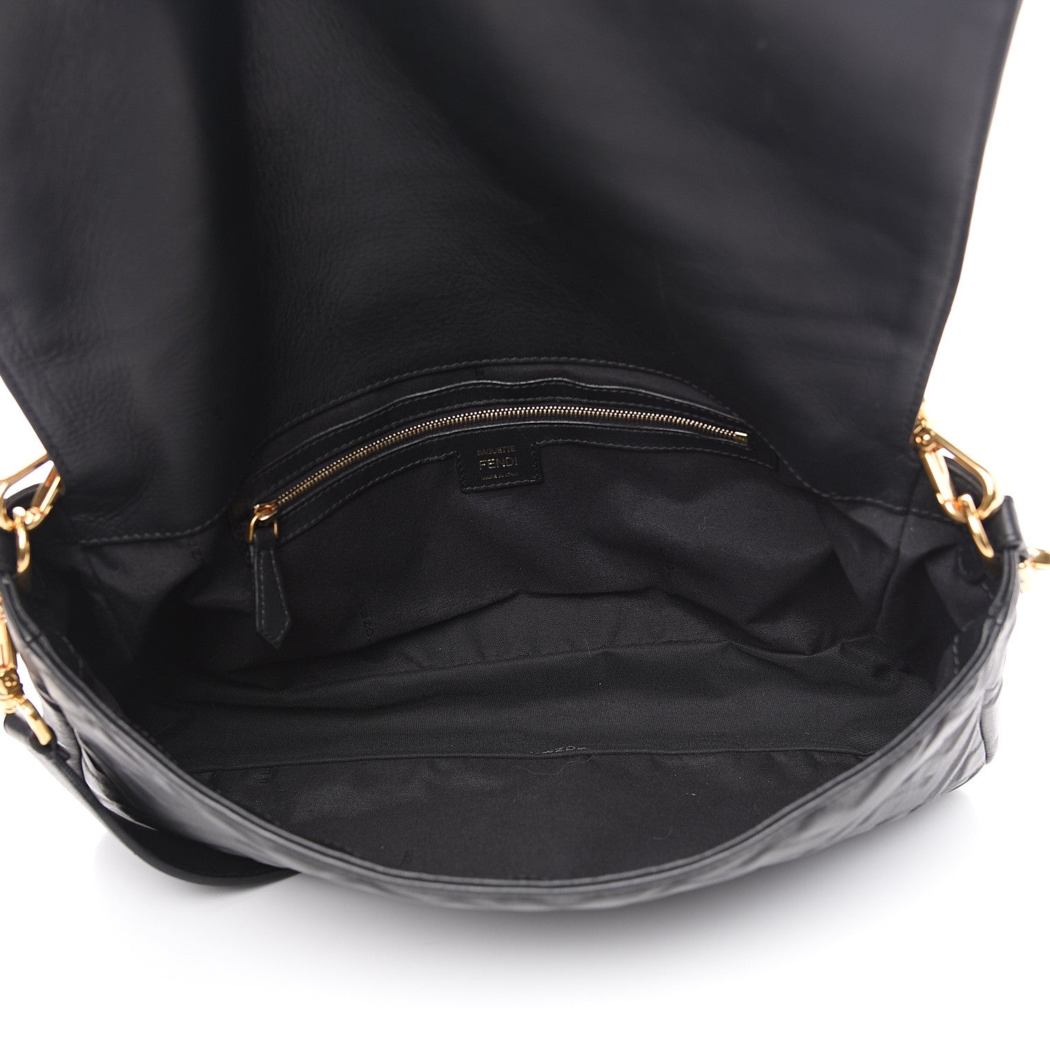 Fendi Nappa FF 1974 Embossed Large Baguette Black 4 of 9