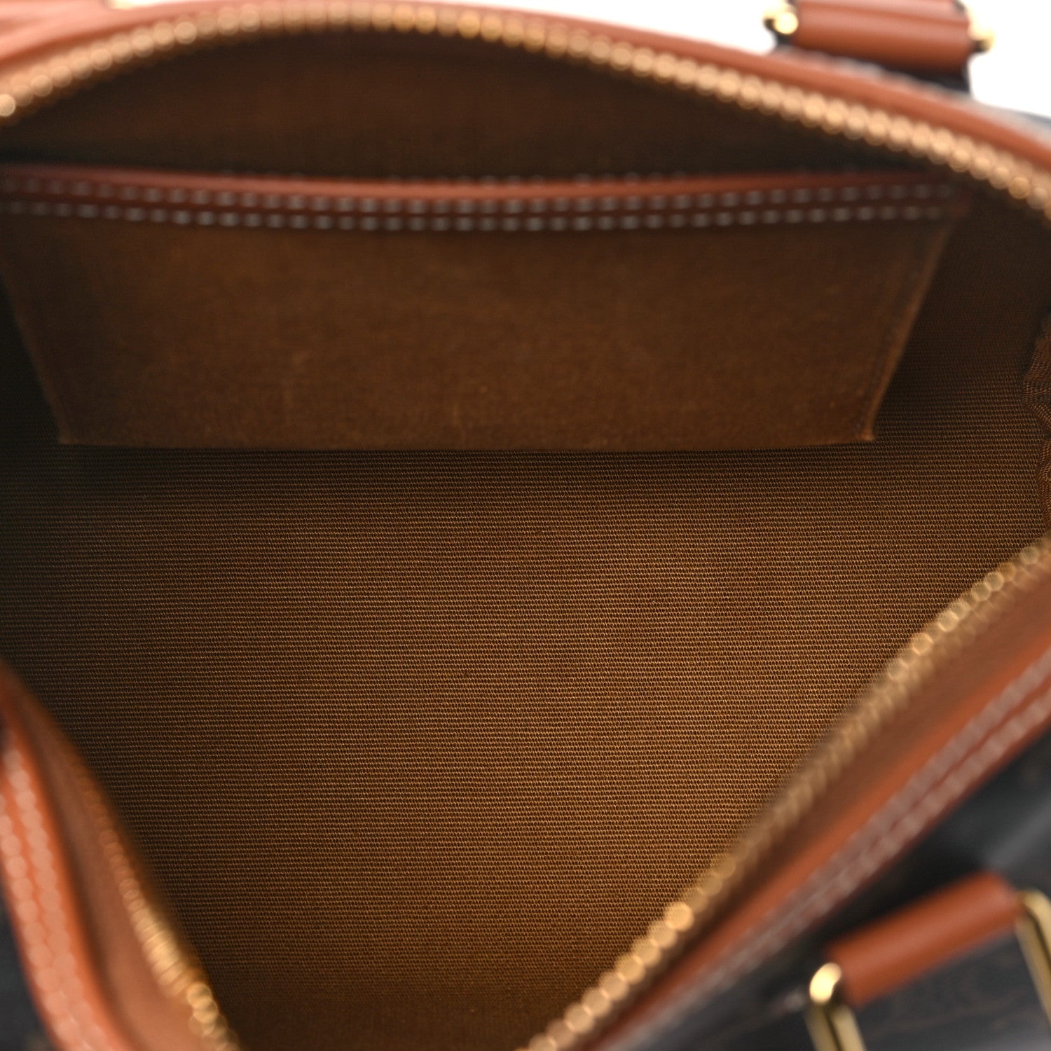 Celine Triomphe Canvas Calfskin Small Boston Bag Tan 5 of 10