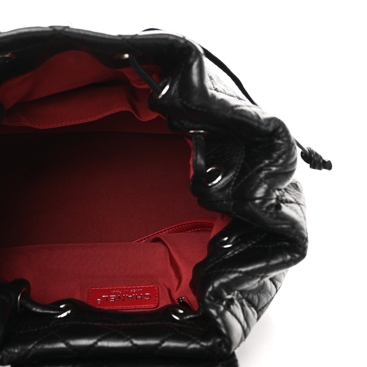 Glazed Calfskin Quilted Beijing Backpack Black