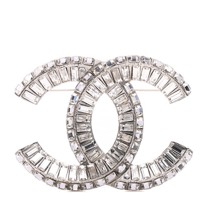 Chanel Baguette Crystal CC Brooch Silver 1 of 5