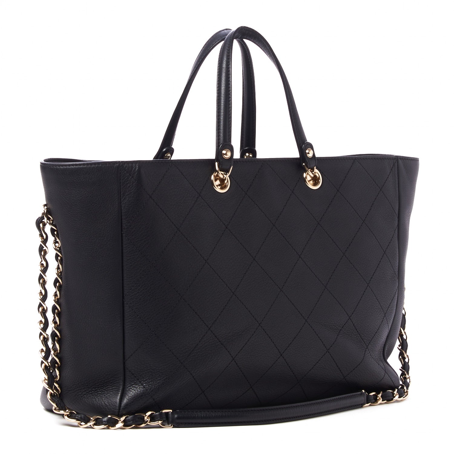 Chanel Bullskin Stitched Medium Shopping Bag Black 3 of 10