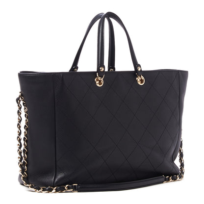Chanel Bullskin Stitched Medium Shopping Bag Black 3 of 10